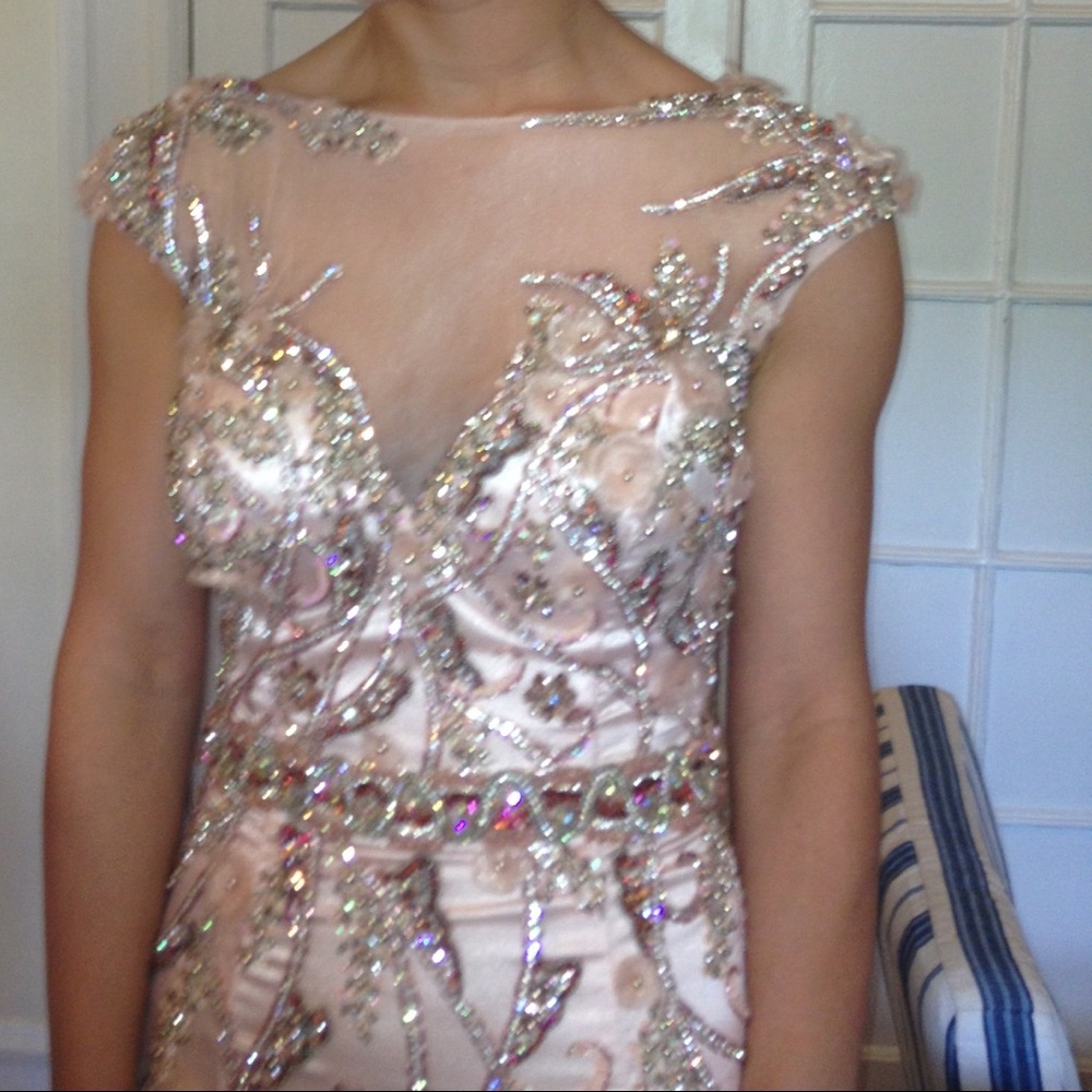 Mac Duggal Couture blush beaded dress - Picture 1 of 8
